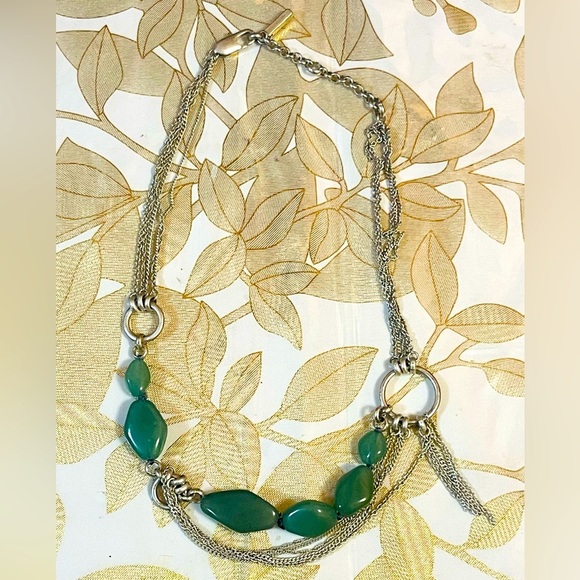 VTG Kenneth Cole Green Aventurine Gemstone Beaded Necklace Multi-Chain Sz 18” - Picture 1 of 6